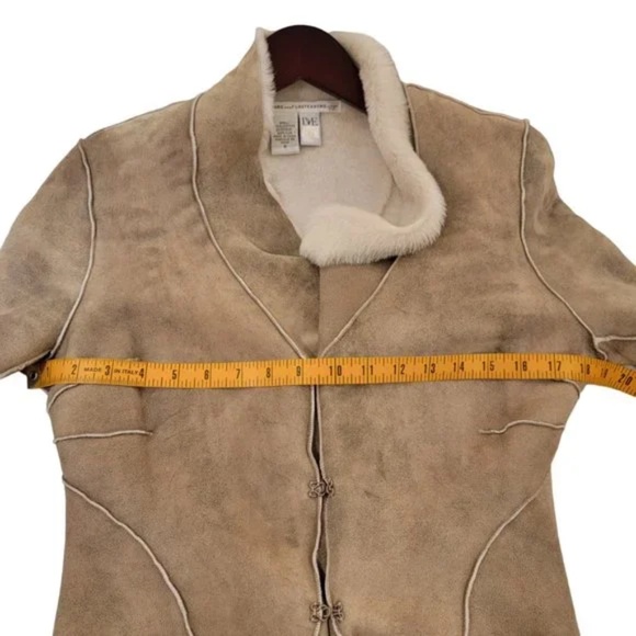 DVF Suede Beige Draped Distressed Jacket - Picture 8 of 13